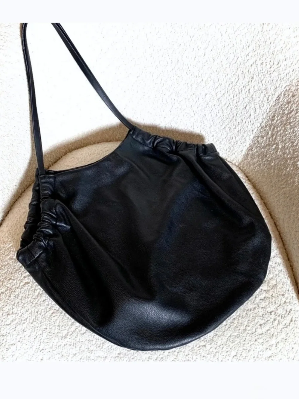 ZARA TRF Black Vegan Leather Hobo Shoulder Bag